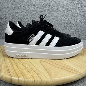 Adidas VL Court Bold Kids 5.5 Womens 6.5 Black Suede Platform Chunky Shoes
